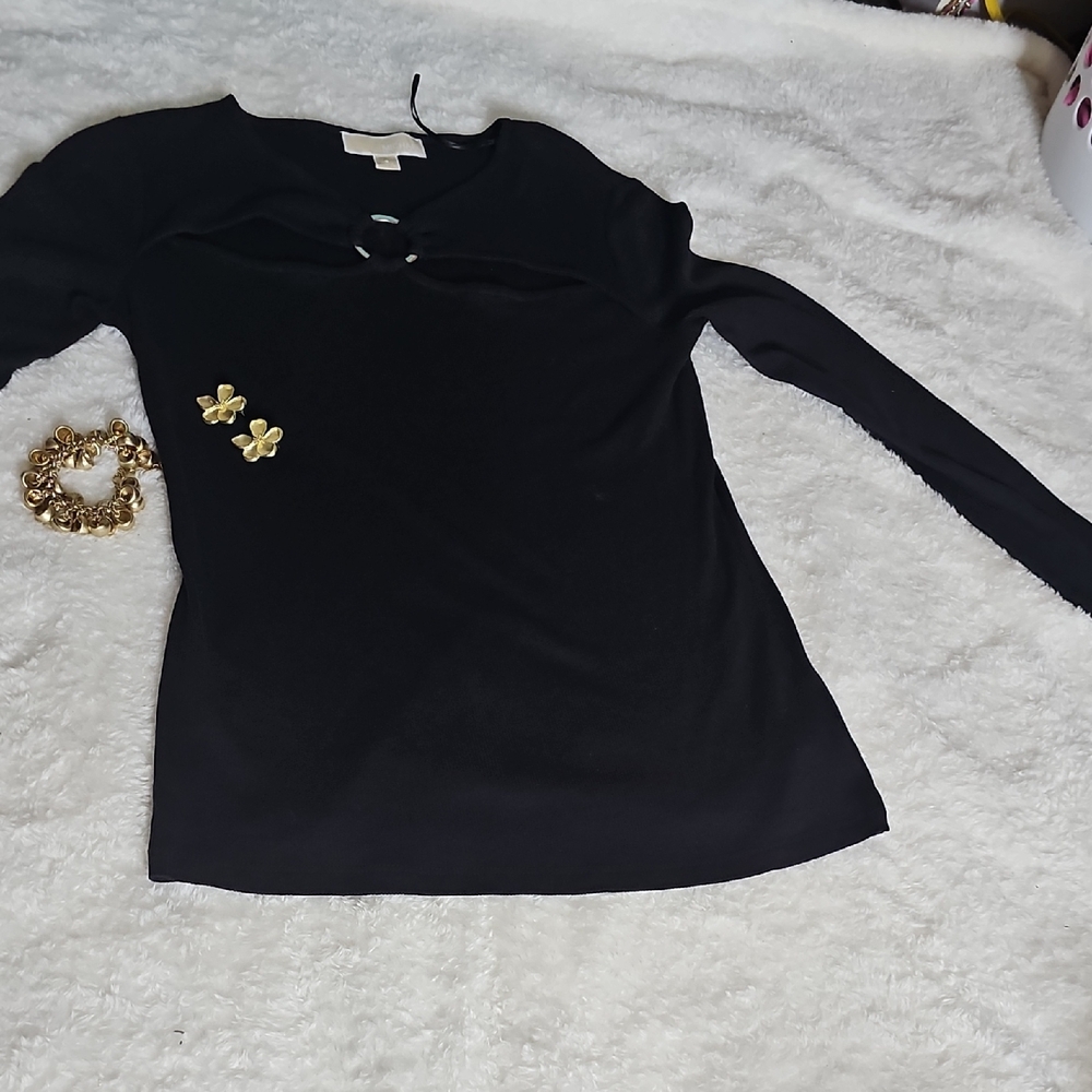 Michael Kors Elegant Black Long Sleeve Top
